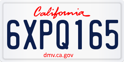 CA license plate 6XPQ165