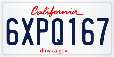CA license plate 6XPQ167