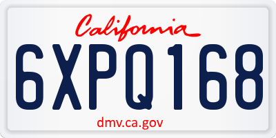 CA license plate 6XPQ168