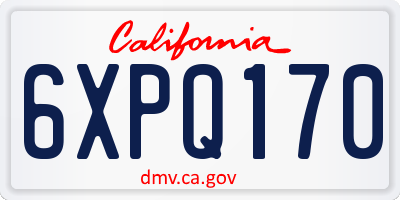 CA license plate 6XPQ170