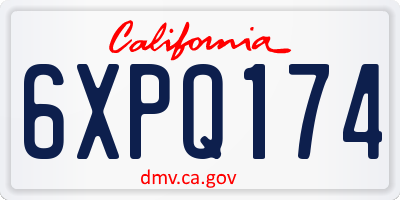 CA license plate 6XPQ174