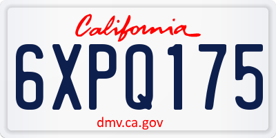 CA license plate 6XPQ175