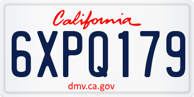 CA license plate 6XPQ179