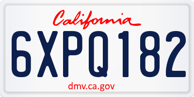 CA license plate 6XPQ182