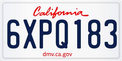 CA license plate 6XPQ183
