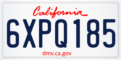 CA license plate 6XPQ185