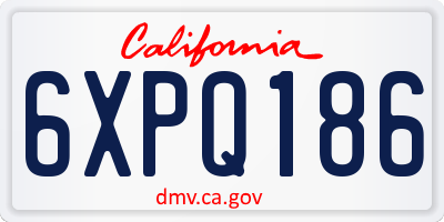 CA license plate 6XPQ186