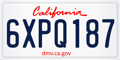 CA license plate 6XPQ187