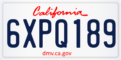 CA license plate 6XPQ189