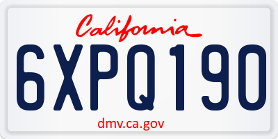CA license plate 6XPQ190
