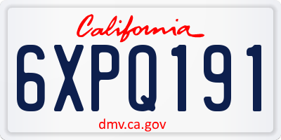 CA license plate 6XPQ191