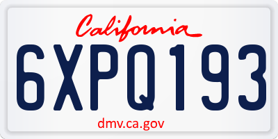CA license plate 6XPQ193