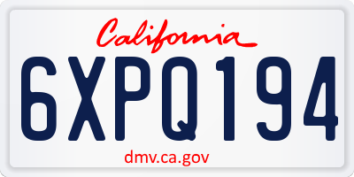 CA license plate 6XPQ194
