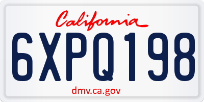 CA license plate 6XPQ198