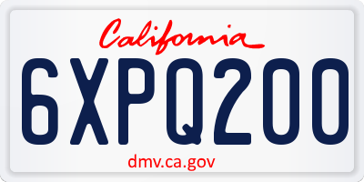 CA license plate 6XPQ200