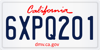 CA license plate 6XPQ201