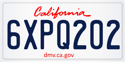 CA license plate 6XPQ202