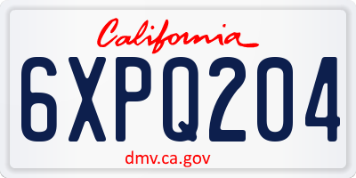 CA license plate 6XPQ204