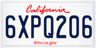 CA license plate 6XPQ206
