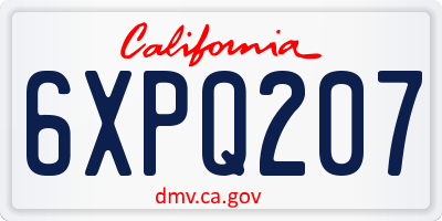 CA license plate 6XPQ207