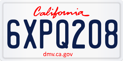 CA license plate 6XPQ208