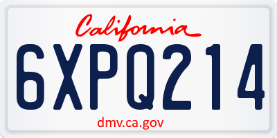 CA license plate 6XPQ214