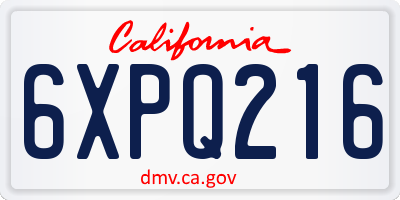 CA license plate 6XPQ216