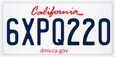 CA license plate 6XPQ220