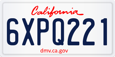 CA license plate 6XPQ221