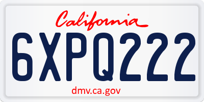 CA license plate 6XPQ222