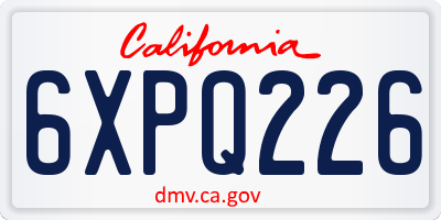 CA license plate 6XPQ226