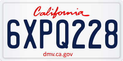 CA license plate 6XPQ228