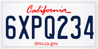 CA license plate 6XPQ234