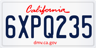 CA license plate 6XPQ235