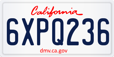 CA license plate 6XPQ236