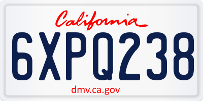 CA license plate 6XPQ238