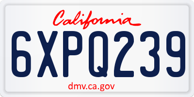 CA license plate 6XPQ239