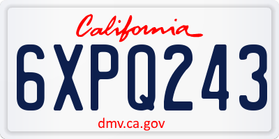 CA license plate 6XPQ243
