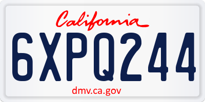 CA license plate 6XPQ244