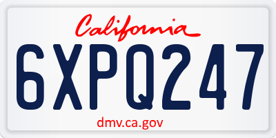 CA license plate 6XPQ247