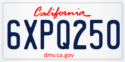 CA license plate 6XPQ250