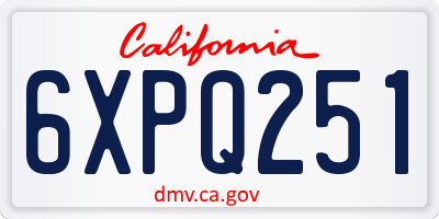 CA license plate 6XPQ251