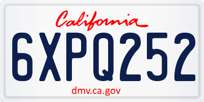 CA license plate 6XPQ252