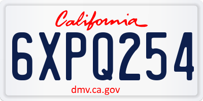 CA license plate 6XPQ254
