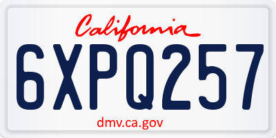 CA license plate 6XPQ257