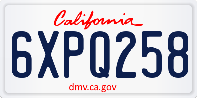 CA license plate 6XPQ258