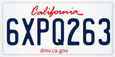 CA license plate 6XPQ263