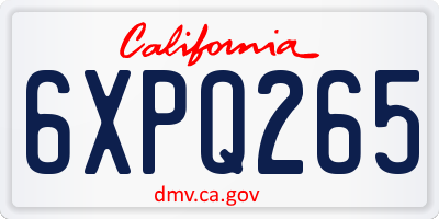 CA license plate 6XPQ265