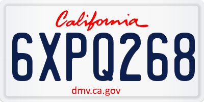 CA license plate 6XPQ268