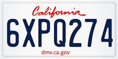 CA license plate 6XPQ274